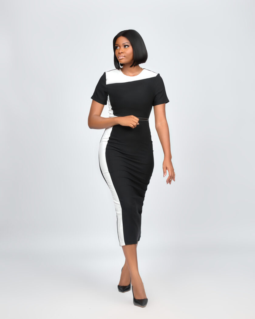 Black And White Midi Dress - Code 526