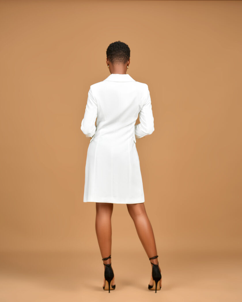 Classic Full Sleeve Blazer Dress (White)  - Code 531 - Image 5