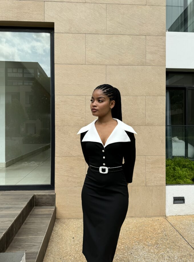 Chic Black Dress with Avant Garde Sleeves - Code 501