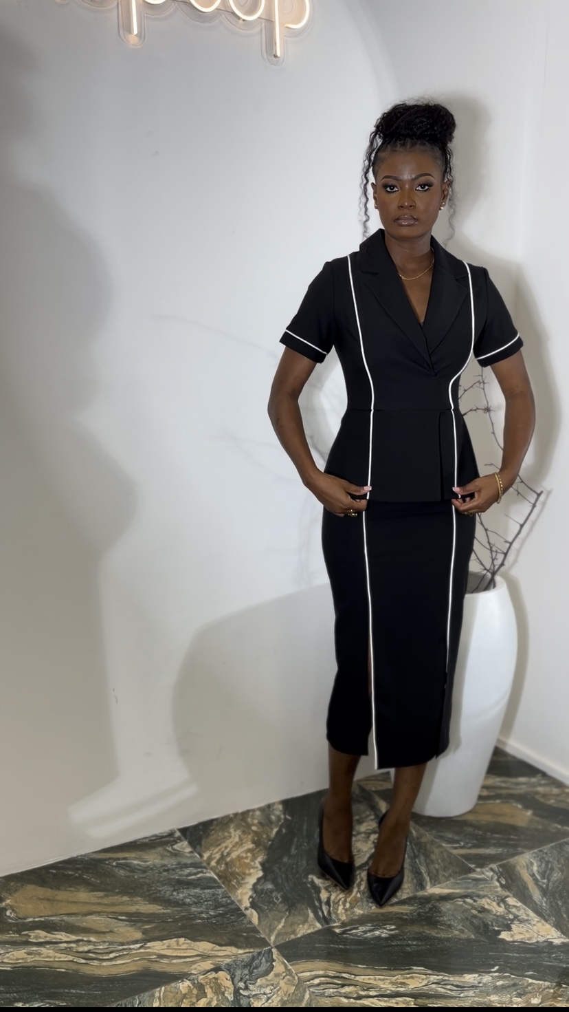 Stylish Peplum Midi Dress - Code 564