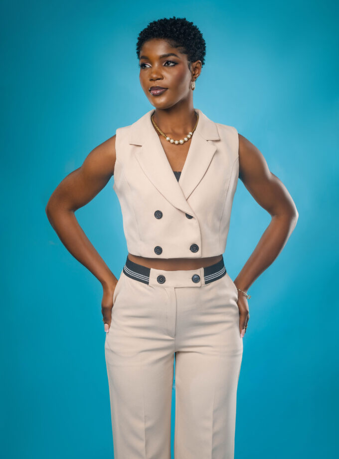 Crop Blazer Set (Nude) - Code 502