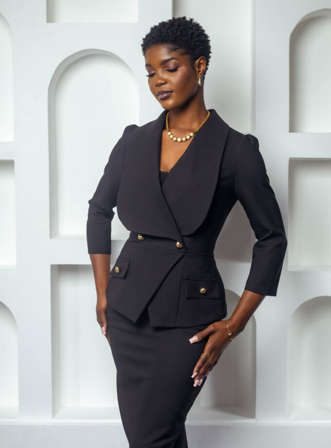 Classic Peplum Collared Dress - Code 568