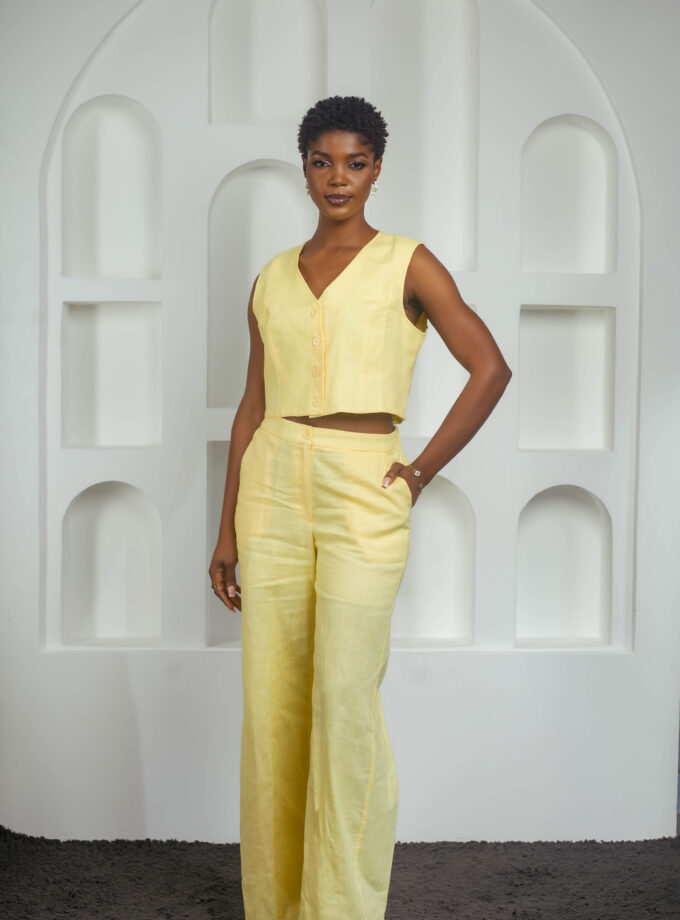 Chic Yellow Linen Set - Code 570